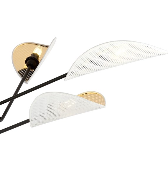 Plafonnier VENE 6 feuilles Blanc/Or - design ethnique VENE 6 BLANC/OR