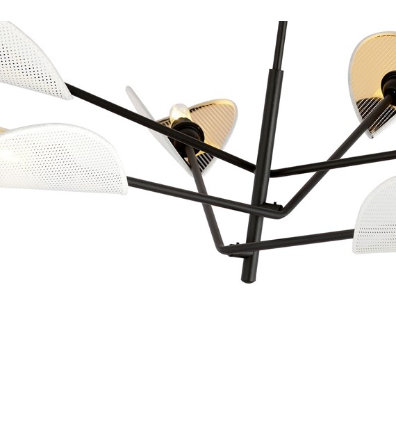 Plafonnier VENE 6 feuilles Blanc/Or - design ethnique VENE 6 BLANC/OR