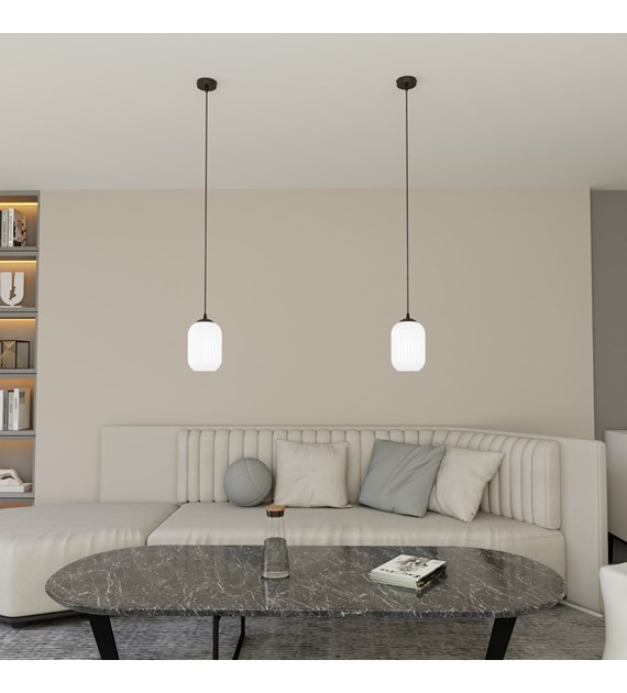 Lampe suspendue Verdi opale - abat-jour pot irrégulier, lumière douce VERDI 1 BL OPAL
