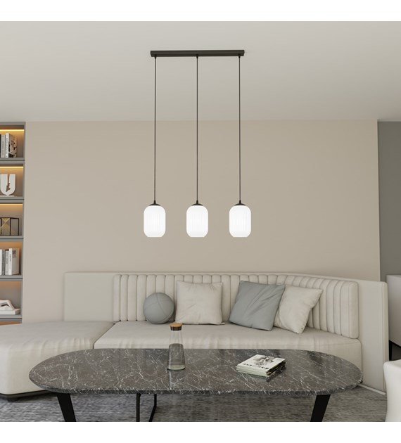 Lampe suspendue Verdi Opale, design bocal irrégulier, ambiance cosy VERDI 3 BL OPALE