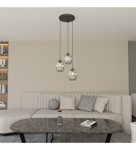 Lampe suspendue Verdi Graphite – abat-jour irrégulier, lumière douce VERDI 3PREM BL GRAPHITE