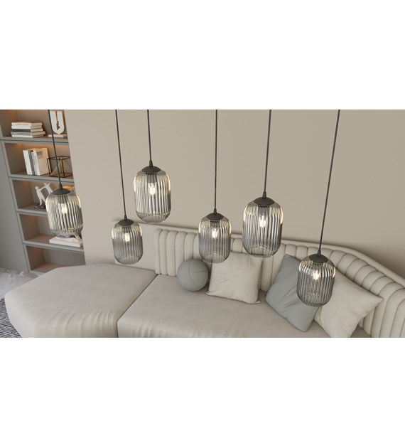 Lampe suspendue Verdi Graphite – abat-jour irrégulier, lumière douce VERDI 3PREM BL GRAPHITE