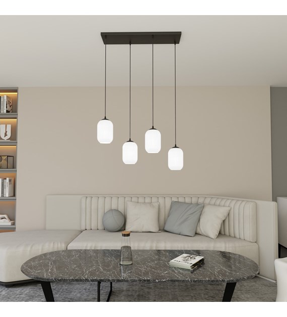 Lampe suspendue Verdi opale – bocal irrégulier, lumière douce VERDI 4 BL OPAL
