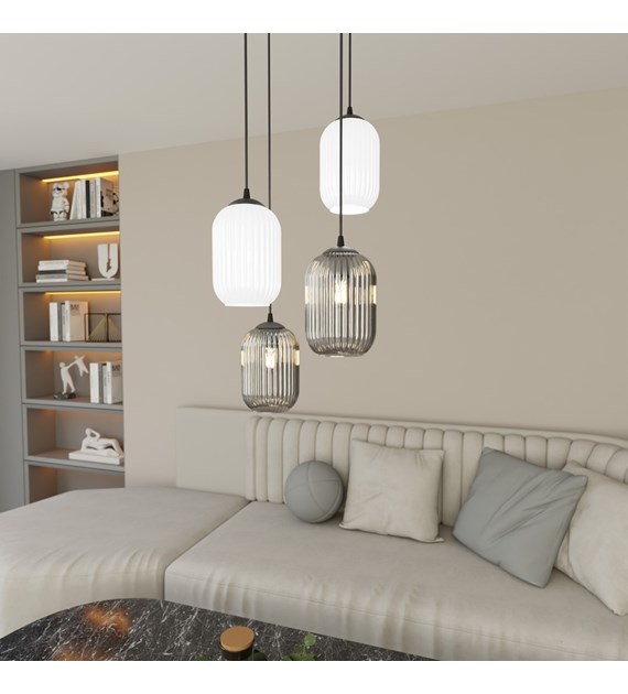 Lampe suspendue Verdi design bocal irrégulier, ambiance chaleureuse VERDI 4PREM BL MIX pourrait se traduire par "Mélange BL 4PREM VERDI