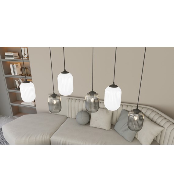 Lampe suspendue Verdi design bocal irrégulier, ambiance chaleureuse VERDI 4PREM BL MIX pourrait se traduire par "Mélange BL 4PREM VERDI
