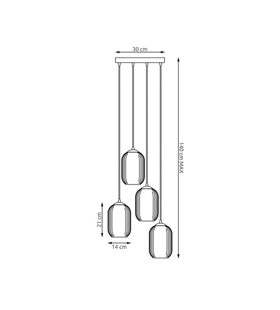 Lampe suspendue Verdi design bocal irrégulier, ambiance chaleureuse VERDI 4PREM BL MIX pourrait se traduire par "Mélange BL 4PREM VERDI
