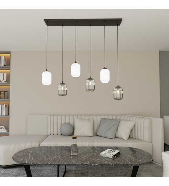 Verdi 6 – Lampe suspendue design bocal irrégulier, lumière douce VERDI 6 BL MIX" peut être traduit en français par "VERDI 6 MELANGE BL