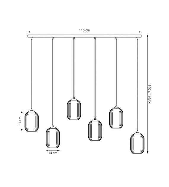 Lampe suspendue Verdi opale, bocal design, lumière diffuse VERDI 6 BL OPAL