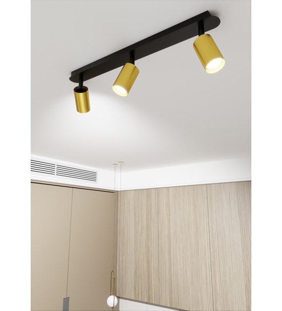 Plafonnier ZEN 3 NOIR : orientable, 1-3 spots, dorés ZEN 3 NOIR