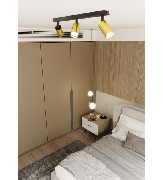 Plafonnier ZEN 3 NOIR : orientable, 1-3 spots, dorés ZEN 3 NOIR