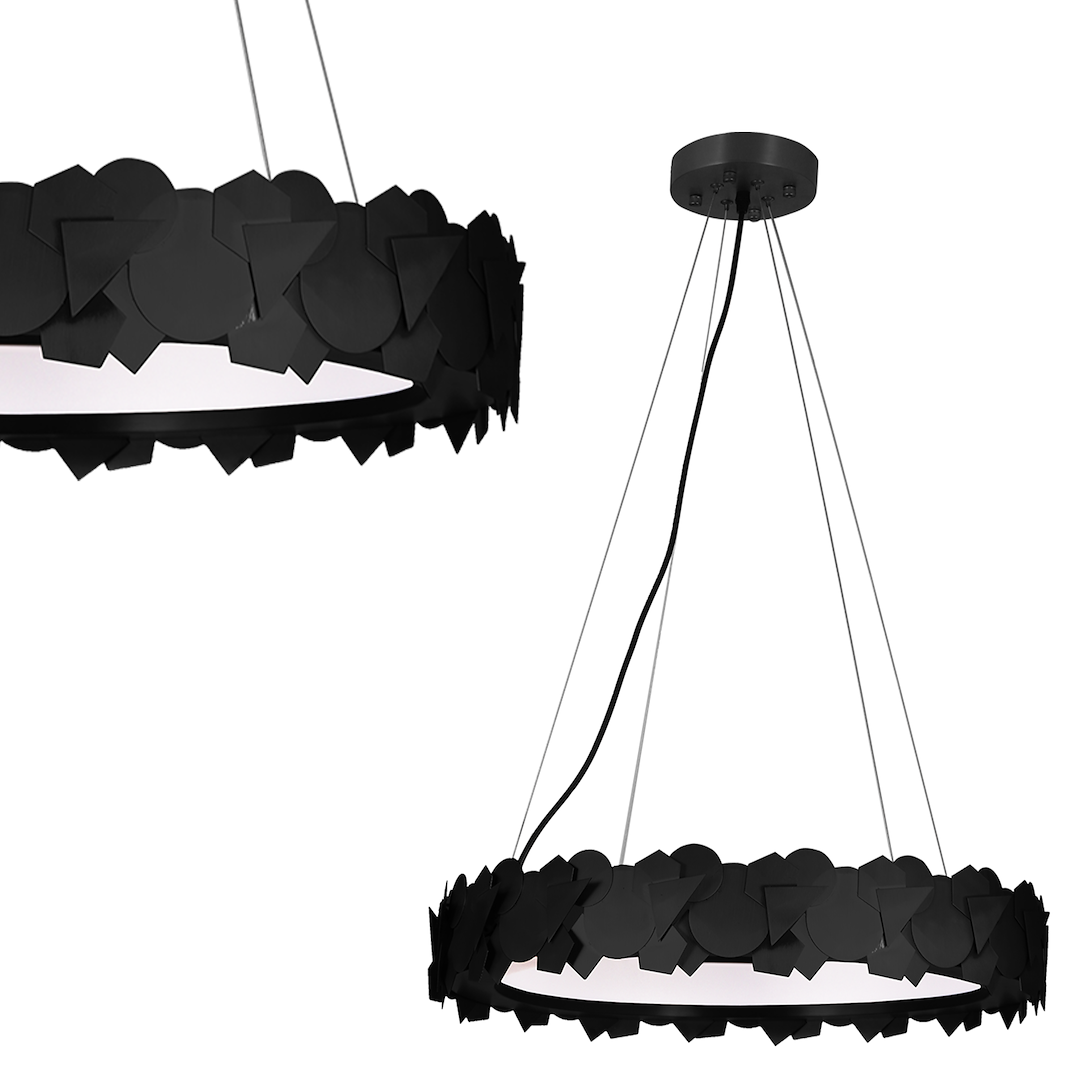 Suspension ronde avec déco Géométrique SOHO Noire Métal Design Suspension ronde avec déco Géométrique SOHO Noire Métal Design