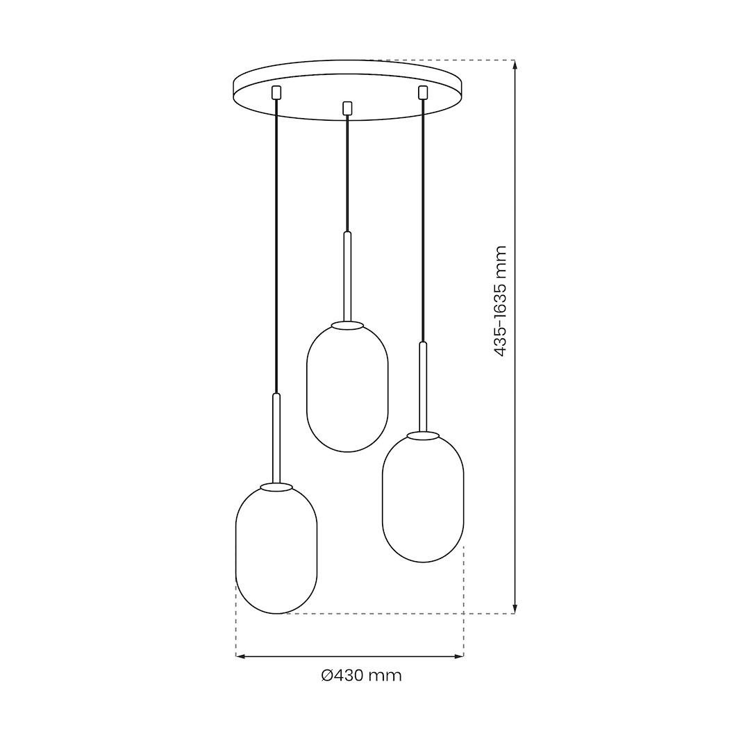 Suspension anneau alias 3 lumières en métal et verre noir 18cm hauteur 44cm modèle b Suspension Alias Noir 3xE14 cercle