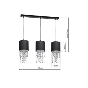 Suspension ALMERIA NOIR/CHROME 3xE27
