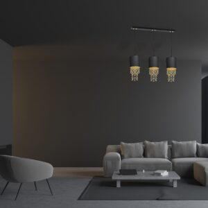 Suspension ALMERIA NOIR/OR 3xE27