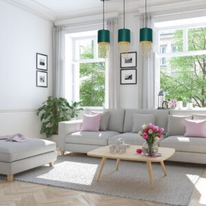 Suspension ALMERIA VERT/OR 3xE27