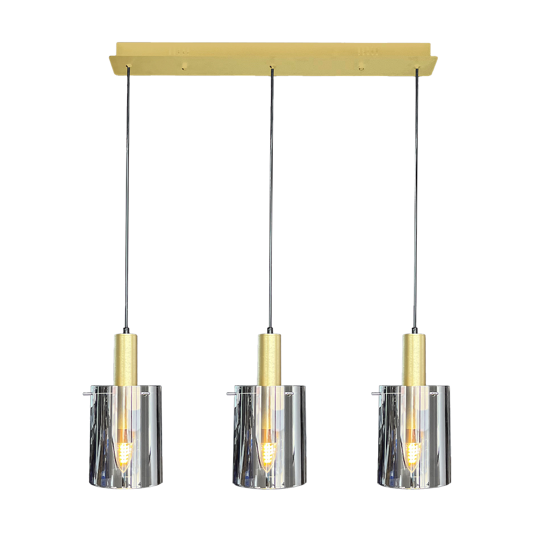 Suspension sphérique arcadia 3 lumières en métal et verre noir et or 78cm Suspension Arcadia Or 3xE27