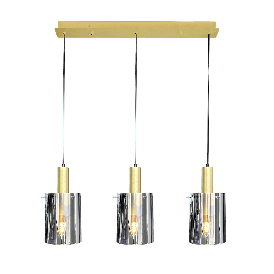 Suspension sphérique arcadia 3 lumières en métal et verre noir et or 78cm Suspension Arcadia Or 3xE27