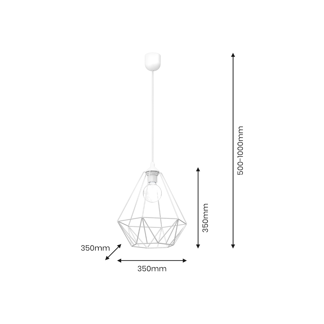 Lampe suspendue BASKET blanche métal filaire réglable design minimaliste Suspension BASKET Blanche 1xE27