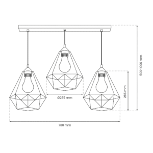 Suspension BASKET GRIS 3xE27