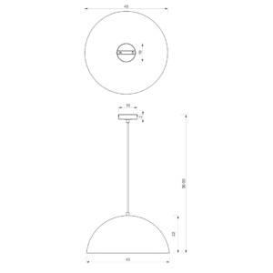 Suspension BETA NOIR/OR 1xE27 45cm