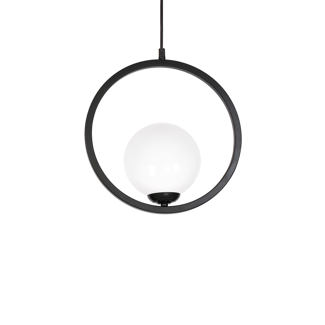 Suspension ovale boston 1 lumière en métal et verre noir 14cm Suspension BOSTON 1xE14