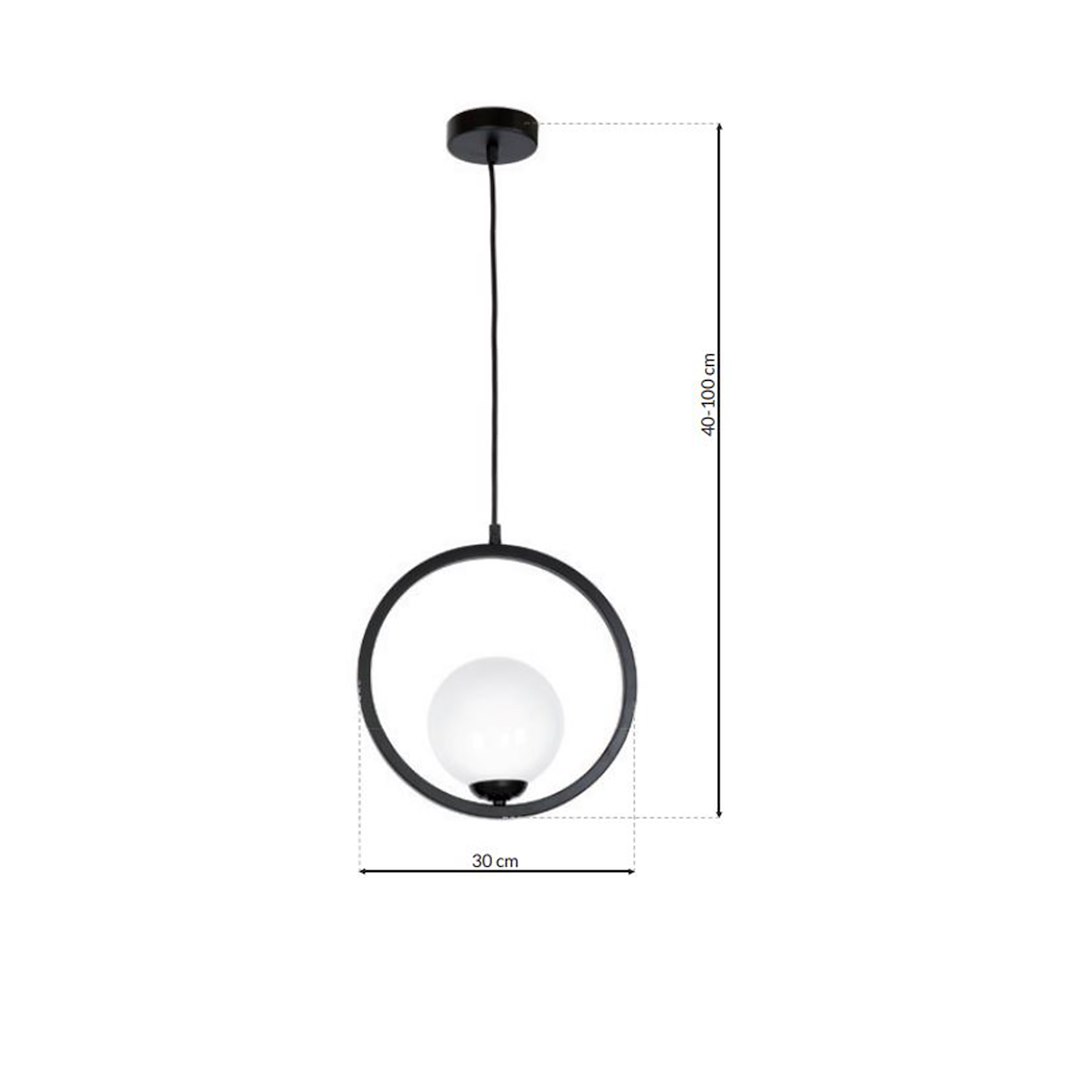 Suspension ovale boston 1 lumière en métal et verre noir 14cm Suspension BOSTON 1xE14