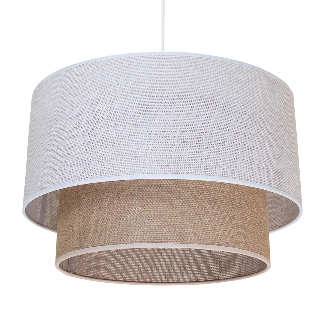 BUENO 40cm Lampe suspendue scandinave en tissu beige et blanc Suspension BUENO 1xE27