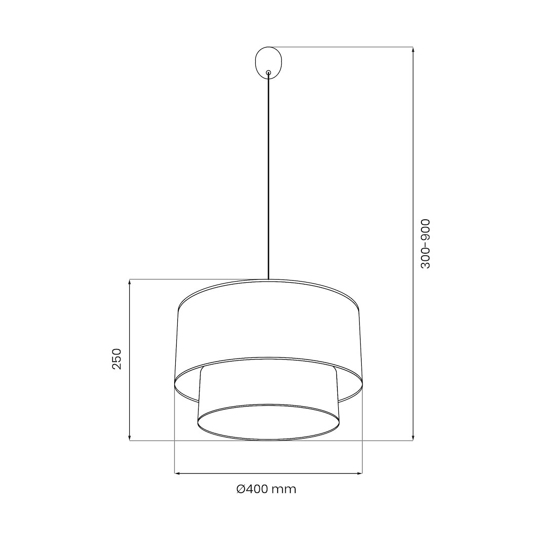BUENO 40cm Lampe suspendue scandinave en tissu beige et blanc Suspension BUENO 1xE27
