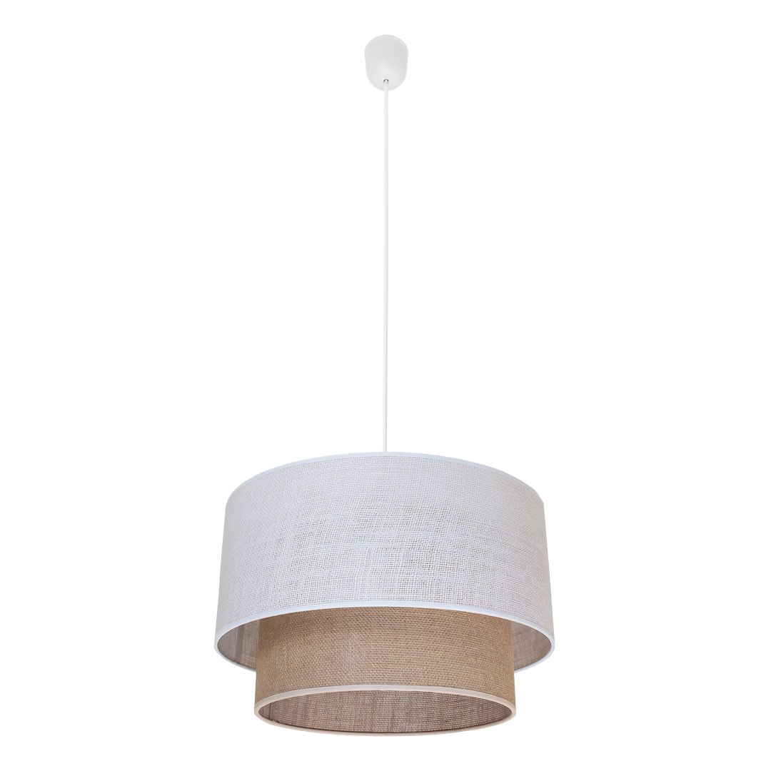BUENO 40cm Lampe suspendue scandinave en tissu beige et blanc Suspension BUENO 1xE27