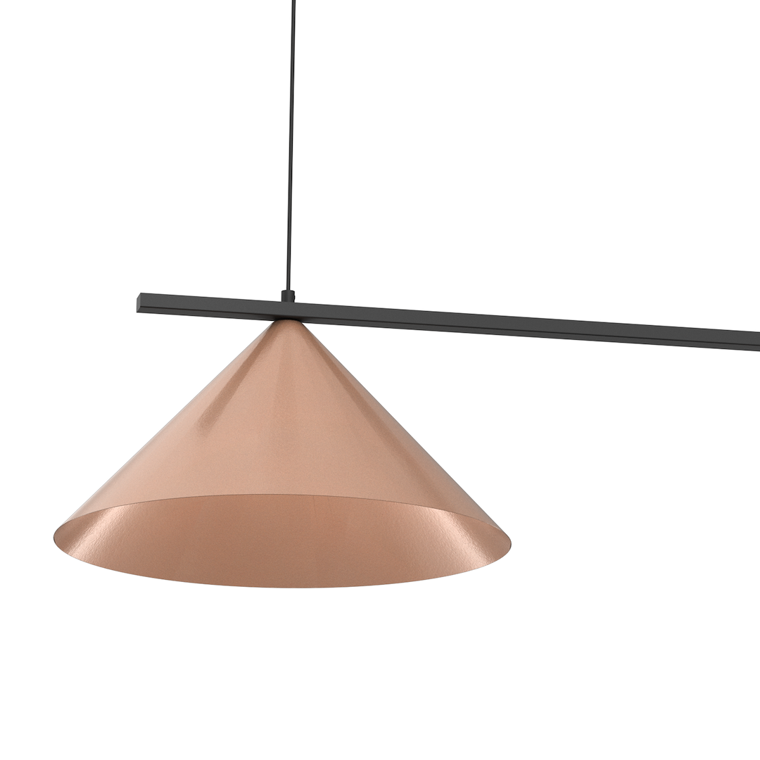 Suspension conique capital noir cuivré 2 lumières en métal noir cuivré 46cm Suspension CAPITAL NOIR-CUIVRÉ 2XGX53