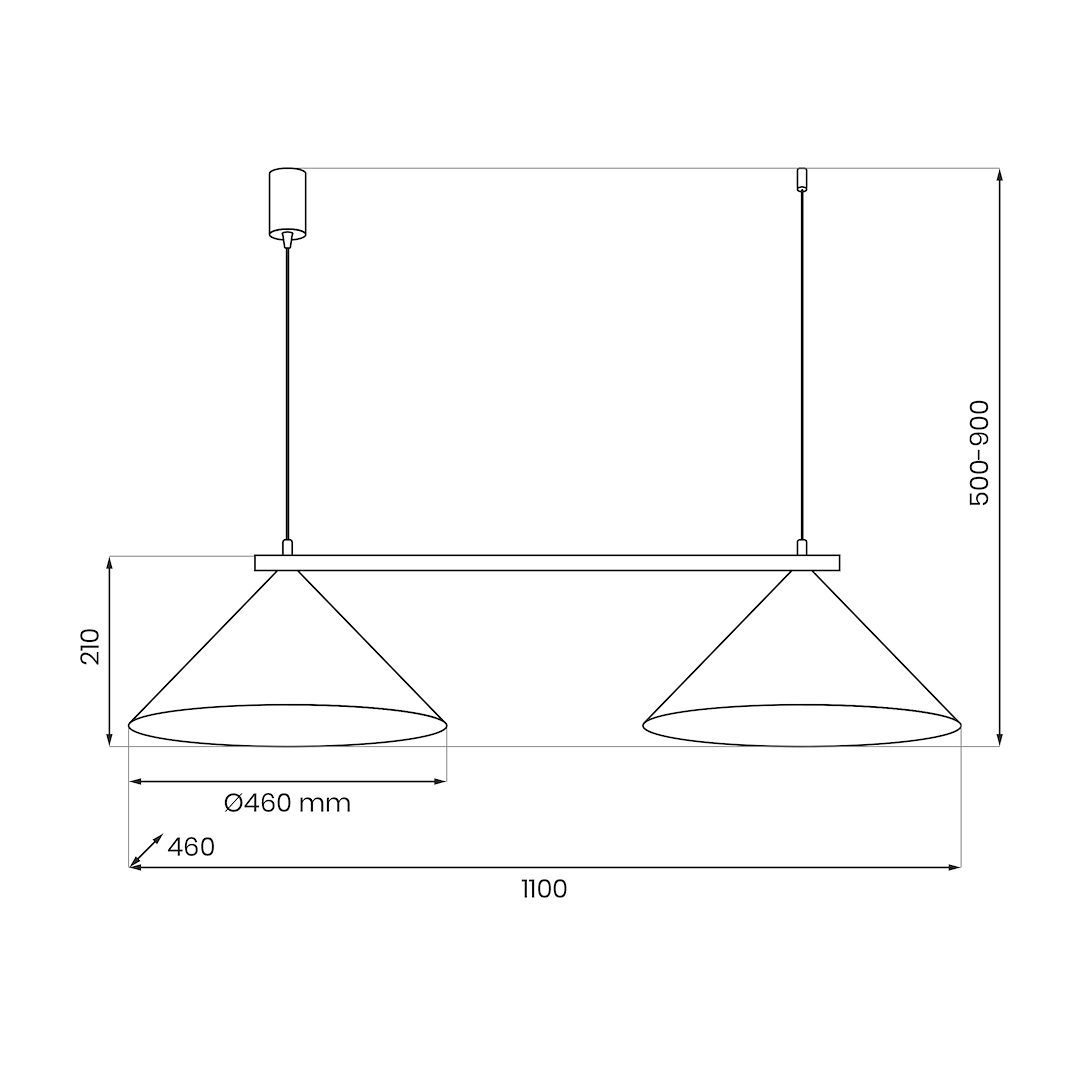 Suspension conique capital noir cuivré 2 lumières en métal noir cuivré 46cm Suspension CAPITAL NOIR-CUIVRÉ 2XGX53