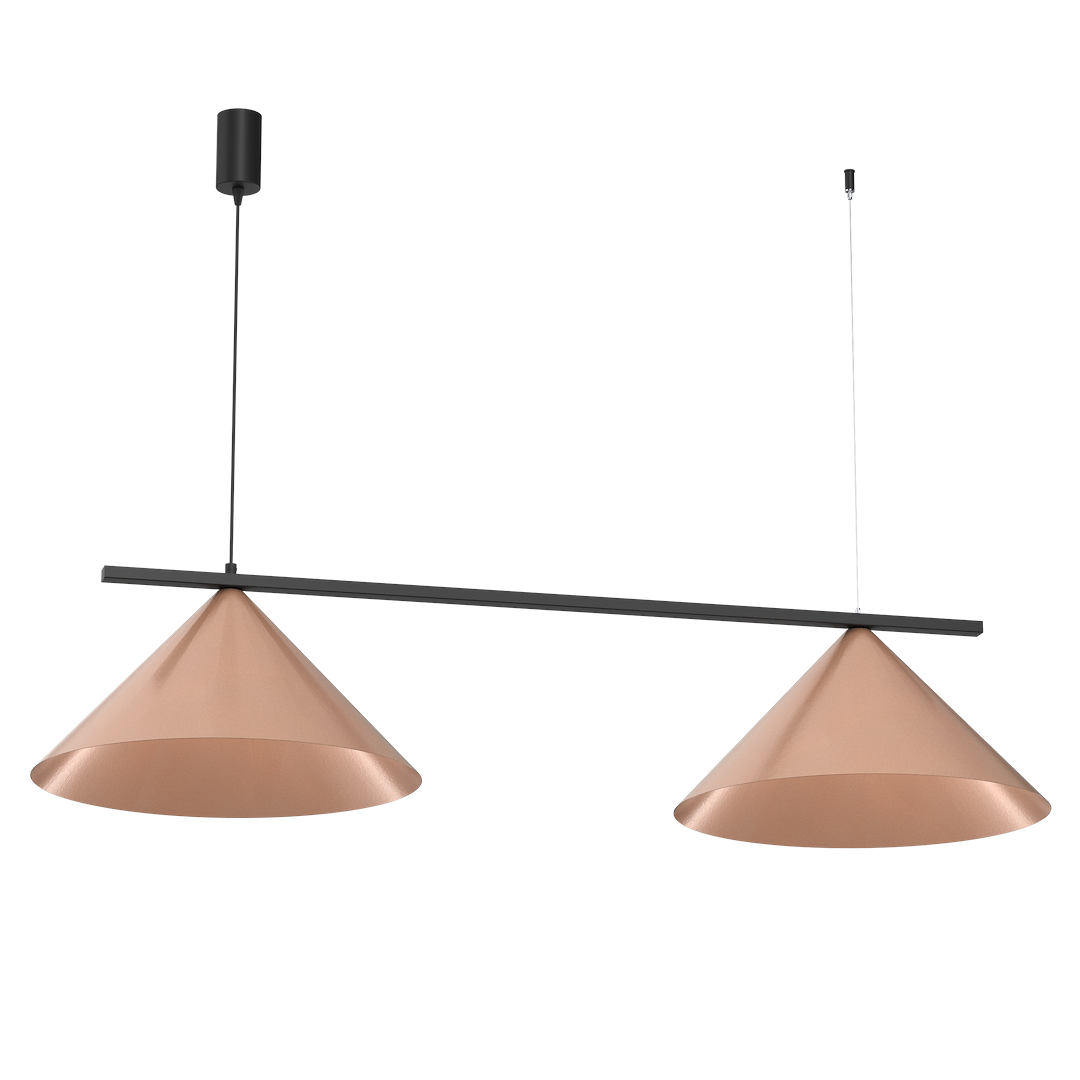 Suspension conique capital noir cuivré 2 lumières en métal noir cuivré 46cm Suspension CAPITAL NOIR-CUIVRÉ 2XGX53