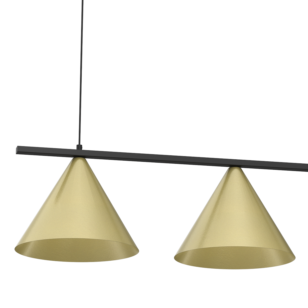 Suspension conique capital noir doré 3 lumières en métal noir doré 30cm Suspension CAPITAL NOIR-DORÉ 3XGX53