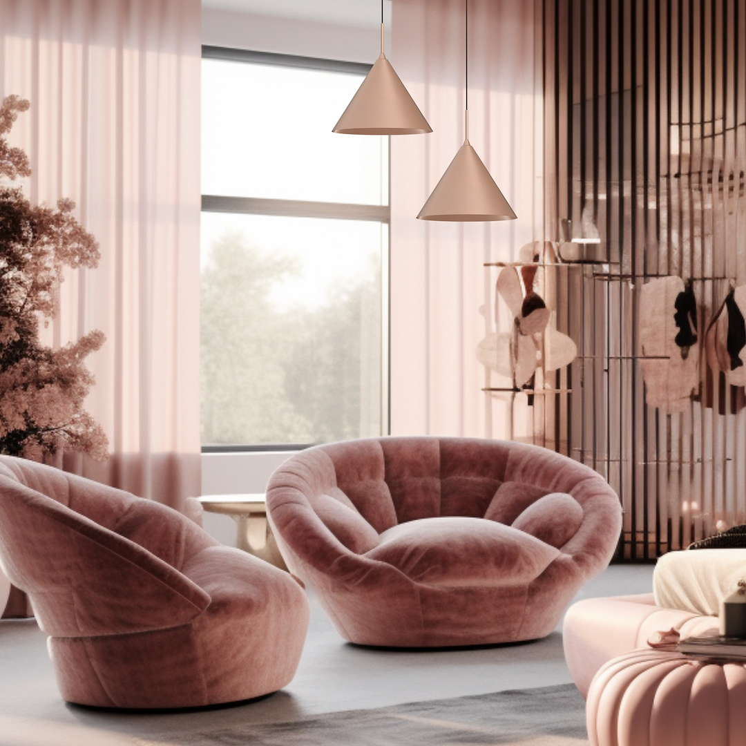 Suspension conique capital 1 lumière en métal cuivré et noir 32cm Suspension CAPITAL ROSE GOLD Ø32cm 1xGX53