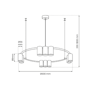 Suspension (cercle) Genesis Noir 10xGU10