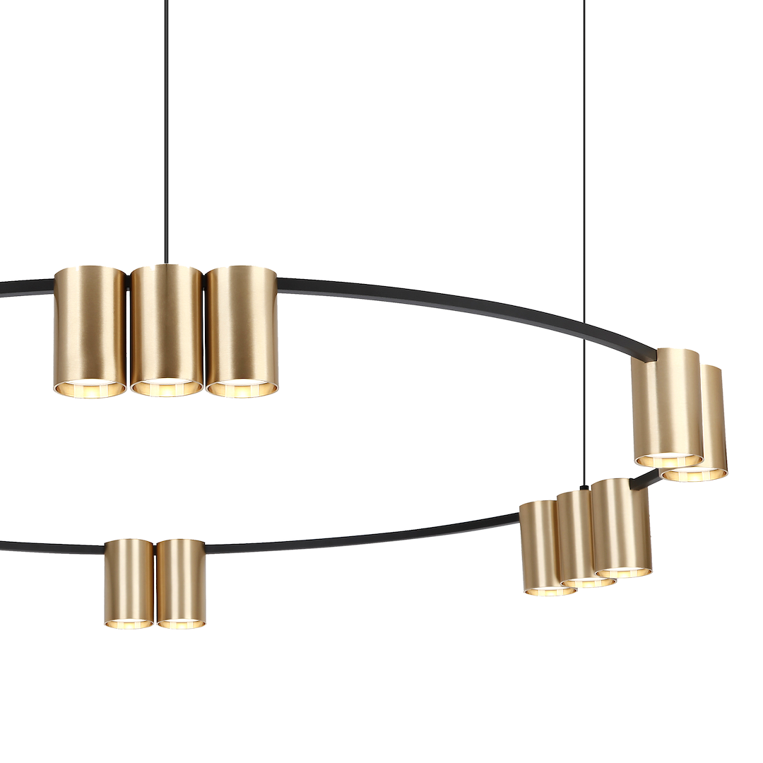 Suspension anneau genesis 15 lumières en aluminium noir et or 56mm Suspension (cercle) Genesis Noir Or 15xGU10