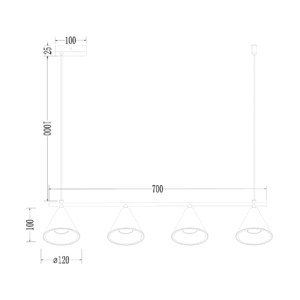 Suspension Cone Dorée 4xGU10