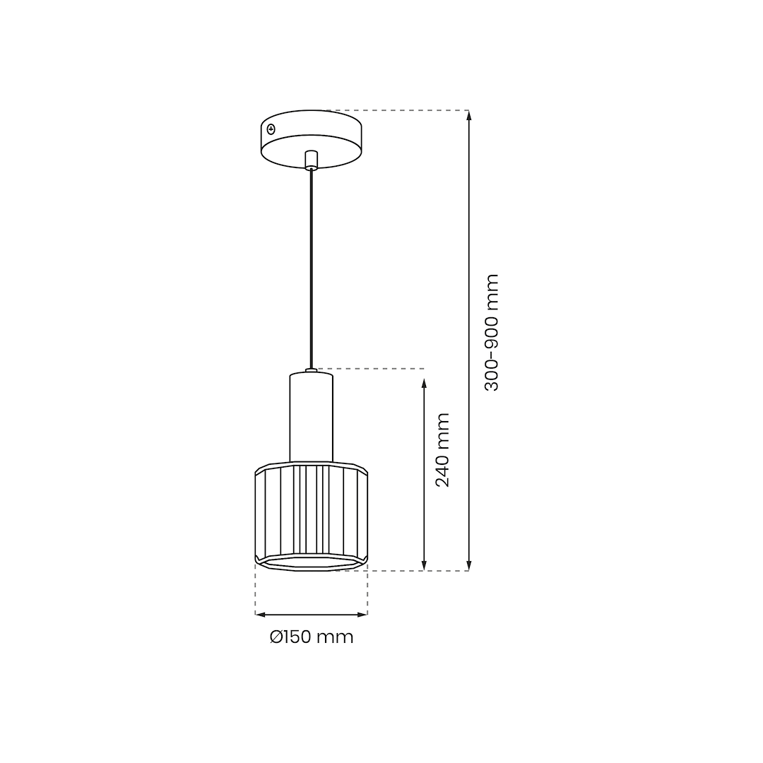 Suspension cloche 1 lumière en verre métal et plastique noir et or 15cm Suspension CRISTAL 1xE27