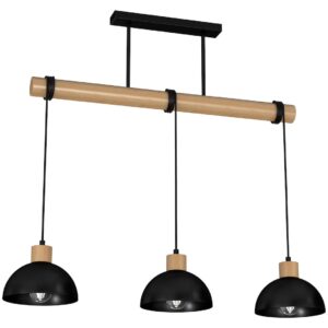 Suspension ERIK Noir/Bois 3xE27