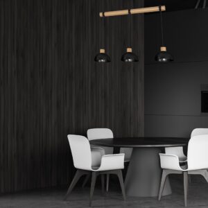 Suspension ERIK Noir/Bois 3xE27