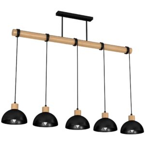 Suspension ERIK Noir/Bois 5xE27