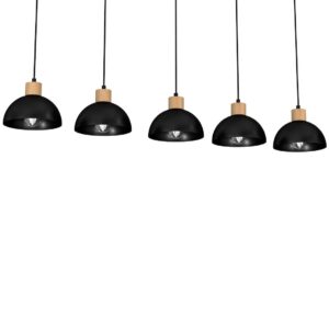 Suspension ERIK Noir/Bois 5xE27