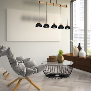 Suspension ERIK Noir/Bois 5xE27