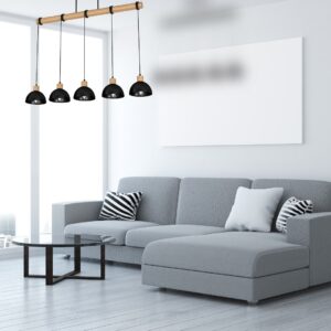 Suspension ERIK Noir/Bois 5xE27