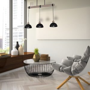 Suspension ERIK noir scié/Bois patiné 3XE27