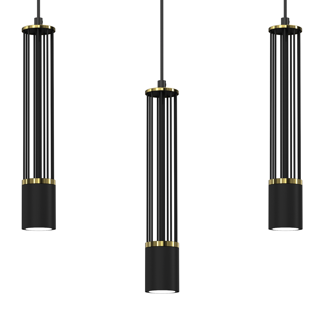 Suspension cylindrique estilo 3 lumières en métal et plastique noir 50mm Suspension ESTILO 3xGU10