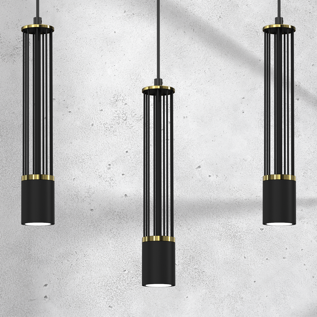 Suspension cylindrique estilo 3 lumières en métal et plastique noir 50mm Suspension ESTILO 3xGU10