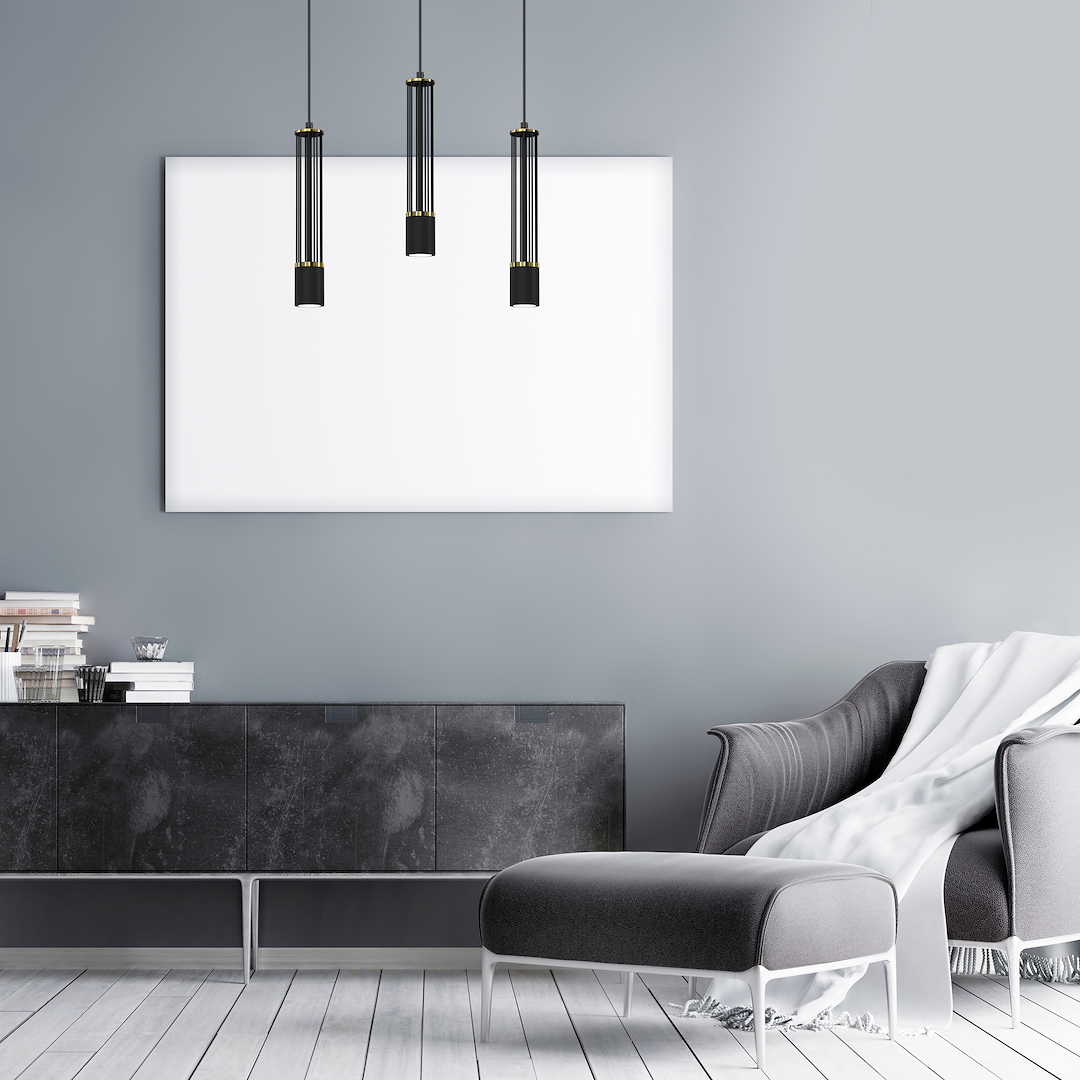 Suspension cylindrique estilo 3 lumières en métal et plastique noir 50mm Suspension ESTILO 3xGU10