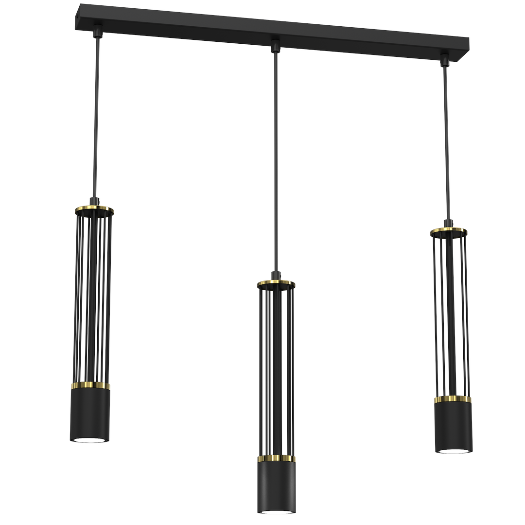 Suspension cylindrique estilo 3 lumières en métal et plastique noir 50mm Suspension ESTILO 3xGU10
