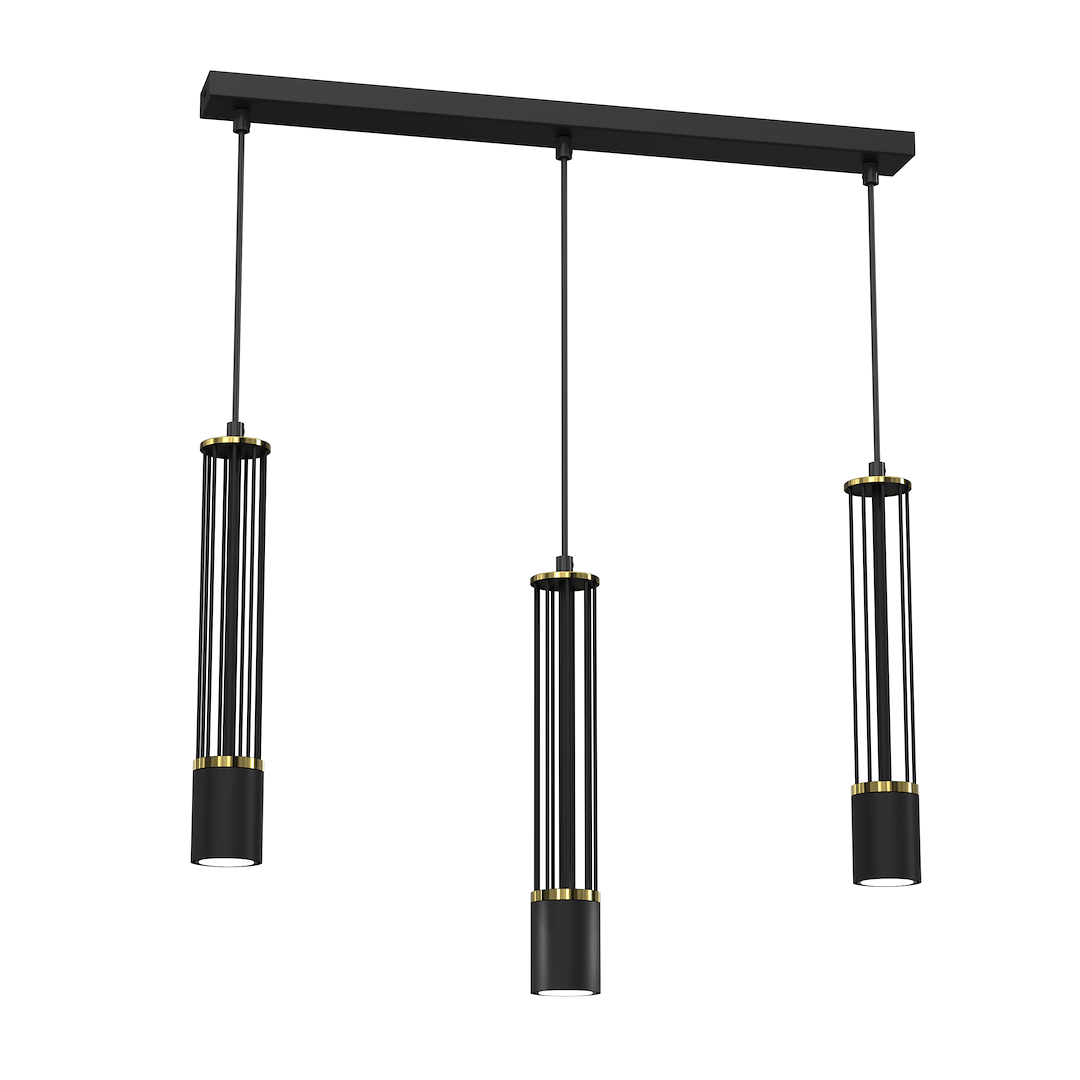 Suspension cylindrique estilo 3 lumières en métal et plastique noir 50mm Suspension ESTILO 3xGU10